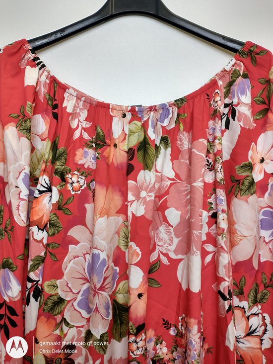 Dames blouse Petra gebloemd motief rood M/L | bol.com