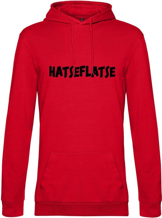 Hoodie met opdruk “Hatseflatse” - Rode hoodie met zwarte opdruk – Trui met Hatseflats - Goede pasvorm, fijn draag comfort