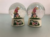 Glitterbol - Glas - met vogel erin - 2 stuks