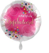 Everloon - Folieballon - Hartelijk Gefeliciteerd - 43cm - Voor Verjaardag