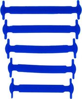 Blauwe platte elastische veters | veters zonder strikken | 16 stuks