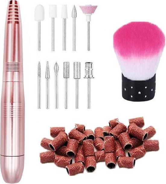 Roberts & co – Elektrische nagelvijl – professionele manicure & pedicure set –  polijsten – incl. 11 nagelfrees – 16 schuurrolletjes met nagel brush