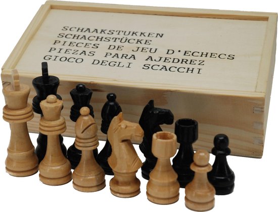 Afbeelding van het spel Schaakstukken in kistje - koning 77mm - Essenhout