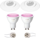 Pragmi Nivas Pro - Inbouw Rond - Mat Wit - Trimless - Kantelbaar - Ø150mm - Philips Hue - LED Spot Set GU10 - White and Color Ambiance - Bluetooth - BSE