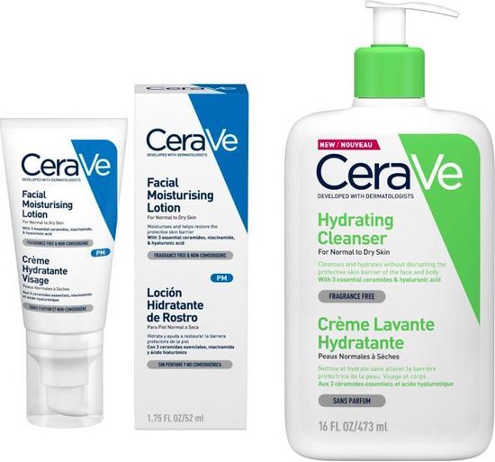 Ceravé Best Selling Duo 2: Facial Moisturising Lotion PM 52ml + Hydrating Cleanser 473m (Starter Pack)