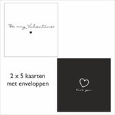 Luxe Valentijns Kaarten - Valentine - Love - 10 stuks (2 x 5) - 15x15cm - Met Envelop
