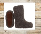 DyLeatherDesign- Sloffen- Hoge schapenwollen sloffen laarzen- 100% Schapenwol- Grijze- Maat 41