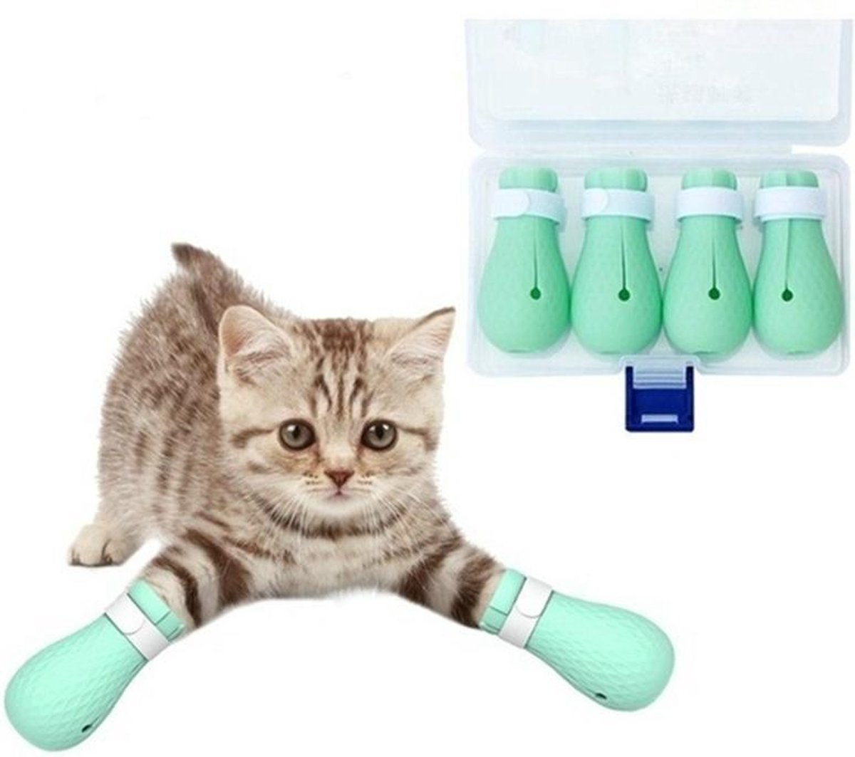 JEYORZY 4 stuks verstelbare kattenschoenen van netstof, ademende kattenpootbescherming, kattenlaarzen voor het baden van huisdieren, knippen van nagels, controleren