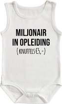 Romper - Miljonair in opleiding (knuffels € 5,-) - maat: 86/92 - kapmouw - baby - rompertjes baby - rompertjes baby met tekst - rompers - rompertje - rompertjes - stuks 1 - wit