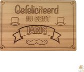 Lay3rD Lasercut - Houten wenskaart - Jij bent jarig hoed, snor - Berk 3mm