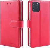 MM&A PU Lederen Double Wallet Book Case Hoesje voor Apple iPhone 11 - Portemonnee – Met Stand – Kaarthouder – Pasjes Houder – Magneet Sluiting – Bookcase – Roze