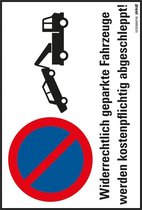 Pickup kunststoff Schild 23x33 cm WIDERRECHTLICH GEPARKTE FAHRZEUGE ABGESCHLEPPT