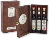 Gocce Balsamico Azijn Houten box 3 Sabe “Limone-Menta-Melograno” Dressing 3×100 ml - Cadeauset - Siroop- Balsamico Azijn Modena -