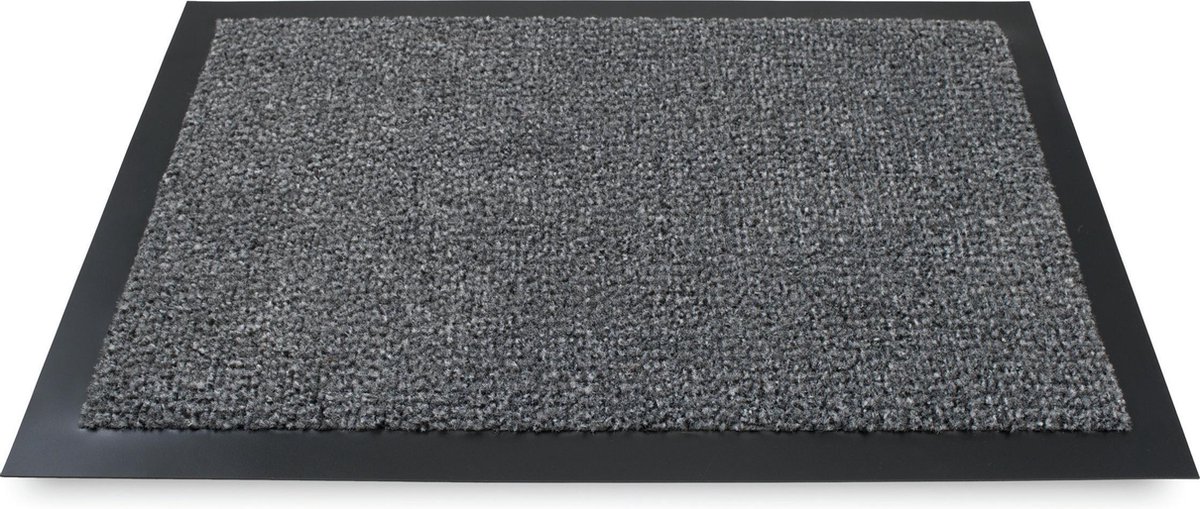 Set van 2x stuks pVC deurmatten/schoonloopmatten antraciet 40 x 60 cm rechthoekig - vuilwerende inloopmat/inloopmatten