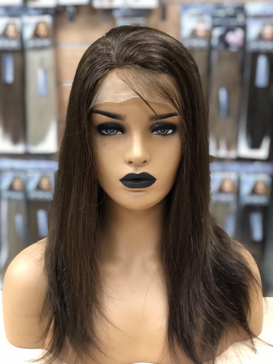 auteur Speel Pak om te zetten Pruiken dames - echt haar/ Full Lace Wig _100% Human Hair_ Straight,18 inch  # 4 (... | bol.com