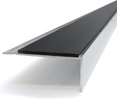 Aluminium antislip trapprofiel BSXR1 - Zwarte inlage - Ongeboord - 67 mm x 30 mm x 3,20 meter (Zilver/Grijs)