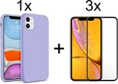 iPhone 12 hoesje paars case siliconen hoesjes cover hoes - Full cover - 3x iPhone 12 Screenprotector