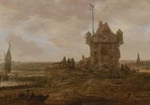 Jan van Goyen, The square watchtower, 1651 op canvas, afmetingen van dit schilderij zijn 75 X 100 CM