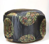 Kussen meditatie D 30cm H 15cm groen-zwart katoen vulling - Nepal