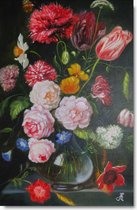 Schilderij bloemen in vaas stilleven 60 x 90 - Artello - handgeschilderd schilderij met signatuur - schilderijen woonkamer - wanddecoratie - 700+ collectie Artello schilderijenkuns