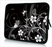 Sleevy 10.1 laptop/tablet hoes witte bloemen - tablet sleeve - sleeve - universeel
