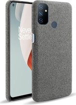 OnePlus Nord N100 Hoesje Stoffen Back Cover Grijs
