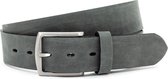 JV Belts Stoere jeans riem grijs - heren en dames riem - 4 cm breed - Grijs - Echt Leer/Nubuck - Taille: 95cm - Totale lengte riem: 110cm