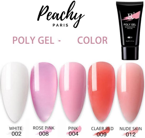 eigenaar zal ik doen Post impressionisme PEACHY ® Paris POLYGEL - Acrylgel - 5 Kleuren Kit : Wit/Clear  Red/Pink/Nude/ Rose Pink... | bol.com