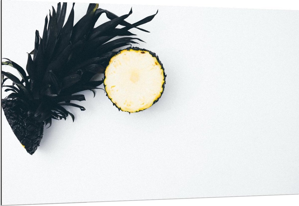 Dibond - Zwart Geverfde Ananas  - 150x100cm Foto op Aluminium (Met Ophangsysteem)