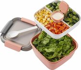 Saladebox - 4 compartimenten - Lunchbox 1,1L - Salmon Pink