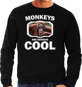 Dieren apen sweater zwart heren - monkeys are serious cool trui - cadeau sweater gekke orangoetan / apen liefhebber S