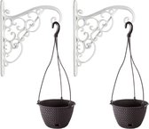 3x Kunststof Splofy hangende bloempotten/plantenpotten antraciet 3 liter met sierlijke ophanghaak - 27 cm - Hangpotten