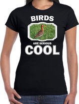 Dieren vogels t-shirt zwart dames - birds are serious cool shirt - cadeau t-shirt grutto vogel/ vogels liefhebber 2XL