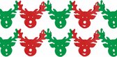 2x stuks kerstslinger met rendieren 3 meter groen/rood - kerstversieringen van papier