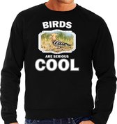 Dieren vogels sweater zwart heren - birds are serious cool trui - cadeau sweater hop vogel/ vogels liefhebber L