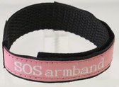 SOS klittenband bandje Roze met 2 beschrijfbare labels