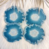 Luxe Blauw Epoxy Onderzetters - set van 4 - Cadeau Tip