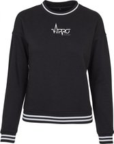FitProWear Dames Crew Sweater Zwart/Wit - Maat XL - Trui - Sweater - Hoodie - Trui zonder capuchon - Katoen/Polyester - Sporttrui - Sweater ronde hals-  sweatsshirt