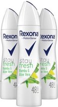 Rexona Deospray Anti-transpirant Women – Stay Fresh Aloe Vera - Voordeelverpakking 3 x 150 ml