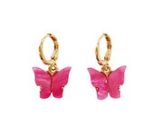 Vlinder oorbellen - Oorbellen vlinder - roze met goud - vlinder - Gouden vlinder oorbellen - Oorbellen vlinder hangertje - hanger oorbellen vlinder - vlinder oorbellen - Clasp oorb