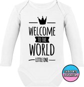 Baby rompertjes - Welcome to the world little one - maat 74/80 - lange mouwen - baby - baby kleding jongens - baby kleding meisje - rompertjes baby - rompertjes baby met tekst - kr