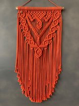 Muurdecoratie - macrame - macramé - 158 Orange baksteen - handgemaakt - knopen - touw - wanddecoratie, wandkleed