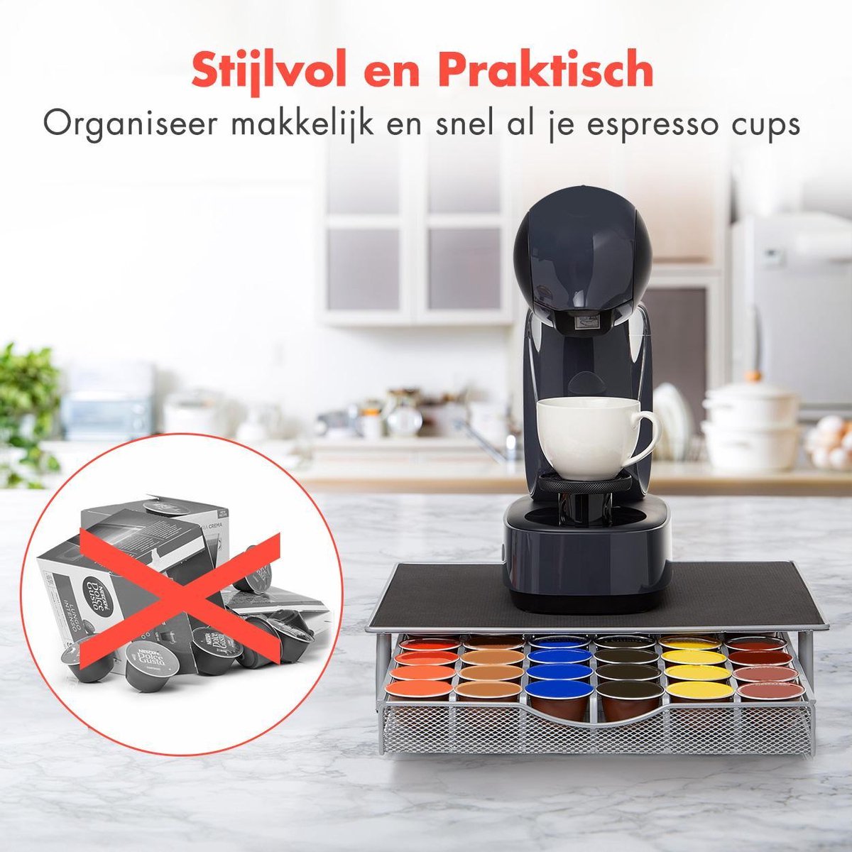 KitchenBrothers Porte-capsule avec tiroir - Convient pour Dolce Gusto - 36  Capsules 