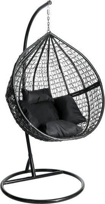 Hangstoel Egg 198x107x67- schommelstoel met rotan cocoon en metalen  standaard incl.... | bol.com