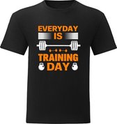 Sport T-shirt - Gym T-shirt - Fitness - Work Out - Lifestyle T-shirt  Casual T-shirt - Zwart -  Everyday is Training Day  -  M