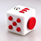 Fidget cube wit/rood 4 cm
