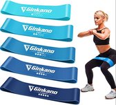 Haquno Haquno Fitnessbandenset, 5 sterktes (blauw), ideaal voor spieropbouw, fysiotherapie, pilates, yoga, gymnastiek en crossfit, fitnessband, gymnastiekband, weerstandsband