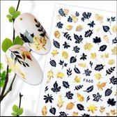 Nail art nagel sticker Zwart Goud blad
