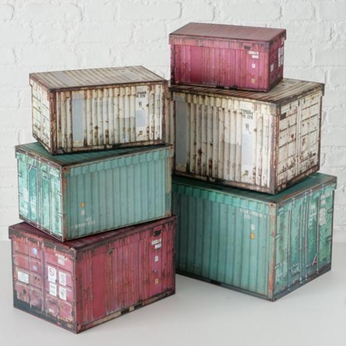 Set van 6 geneste dozen industriële container look