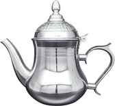 Théière Marocaine Traditionnelle En Inox 0.4L Avec Bec Filtre - Pot à Thé Avec Pieds Et Pinceau Inclus - Style Oriental Décoratif Pour Thé à La Menthe